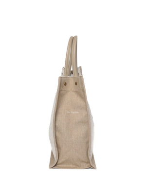Saint Laurent Beige Canvas Rive Gauche Large Tote Bag-4