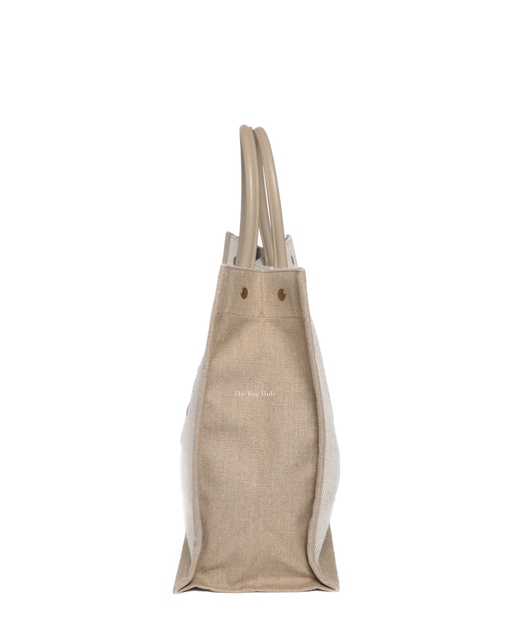 Saint Laurent Beige Canvas Rive Gauche Large Tote Bag-5