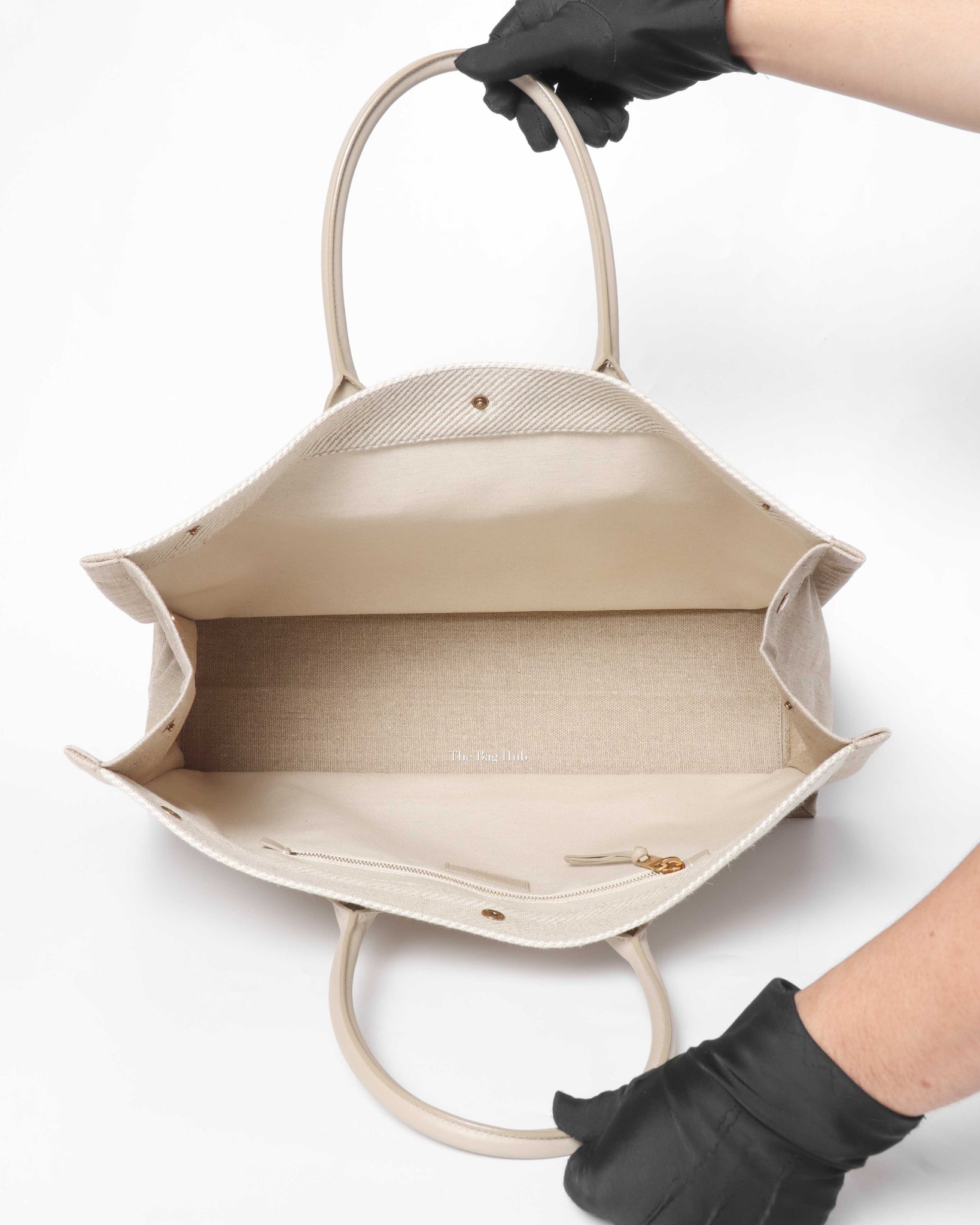 Saint Laurent Beige Canvas Rive Gauche Large Tote Bag-11
