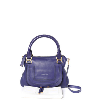 Chloe Blue Medium Marcie Shoulder Bag-13