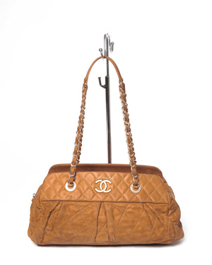 Chanel Mustard Iridescent Calfskin Chic Quilt Bowling Bag GHW-2