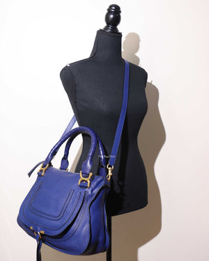 Chloe Blue Medium Marcie Shoulder Bag-12