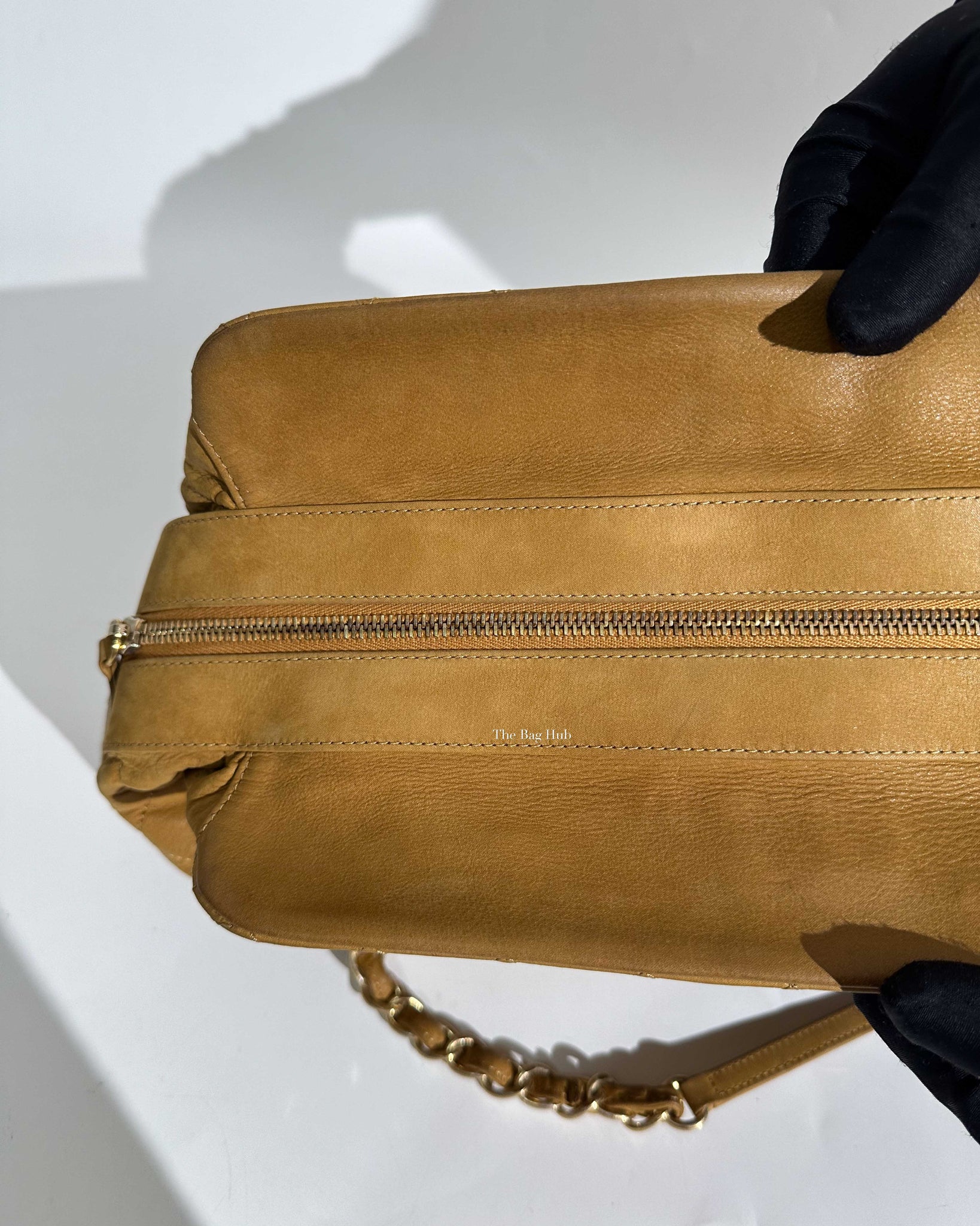Chanel Mustard Iridescent Calfskin Chic Quilt Bowling Bag GHW-15