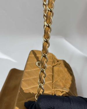 Chanel Mustard Iridescent Calfskin Chic Quilt Bowling Bag GHW-26