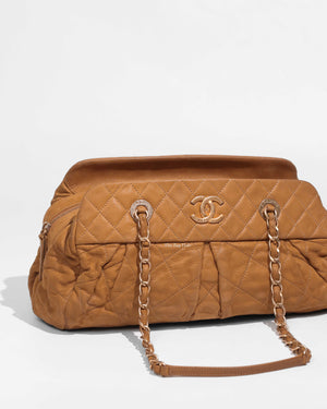 Chanel Mustard Iridescent Calfskin Chic Quilt Bowling Bag GHW-1
