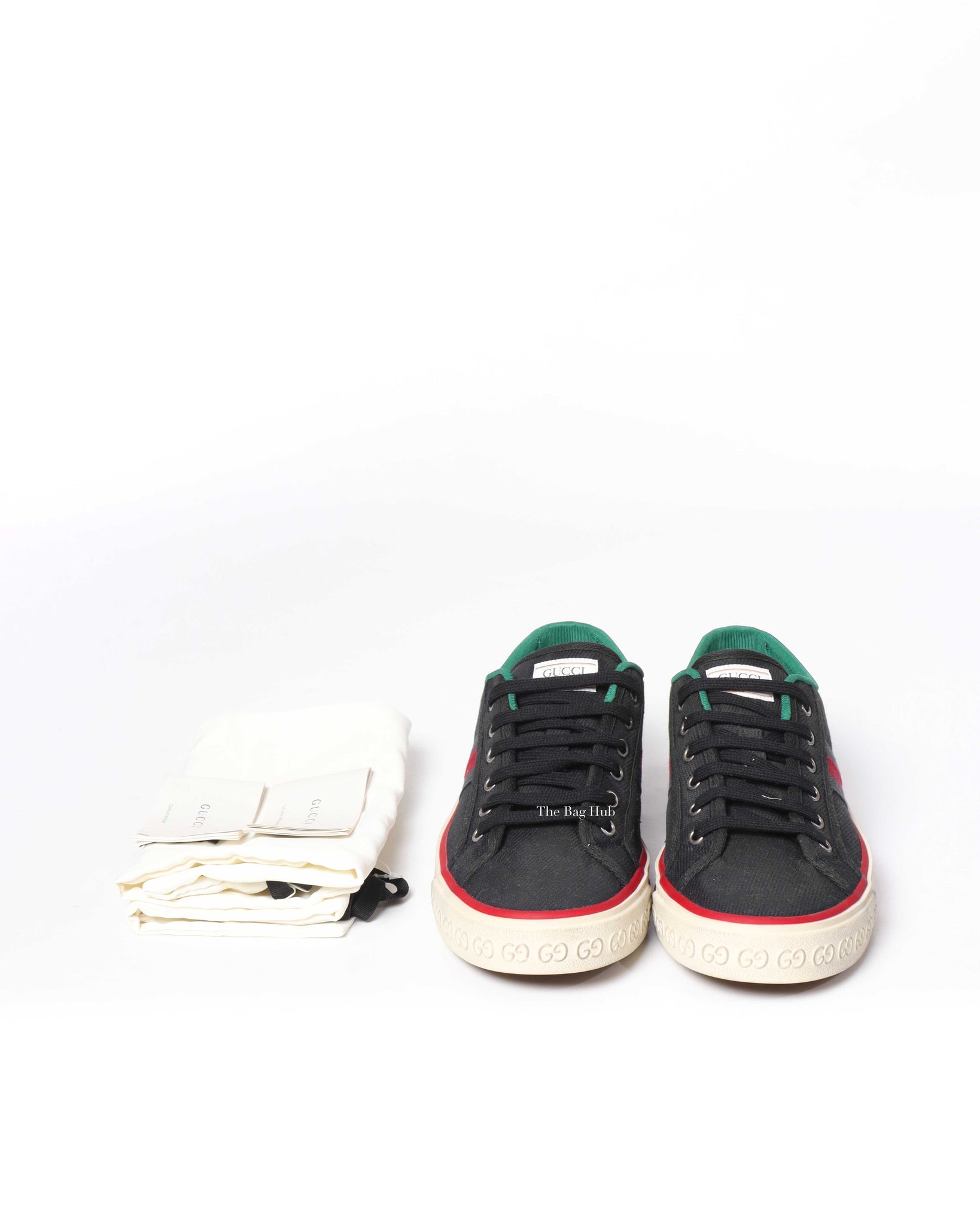 Gucci Black Web Canvas Men's Tennis Sneakers Size 38.5-9
