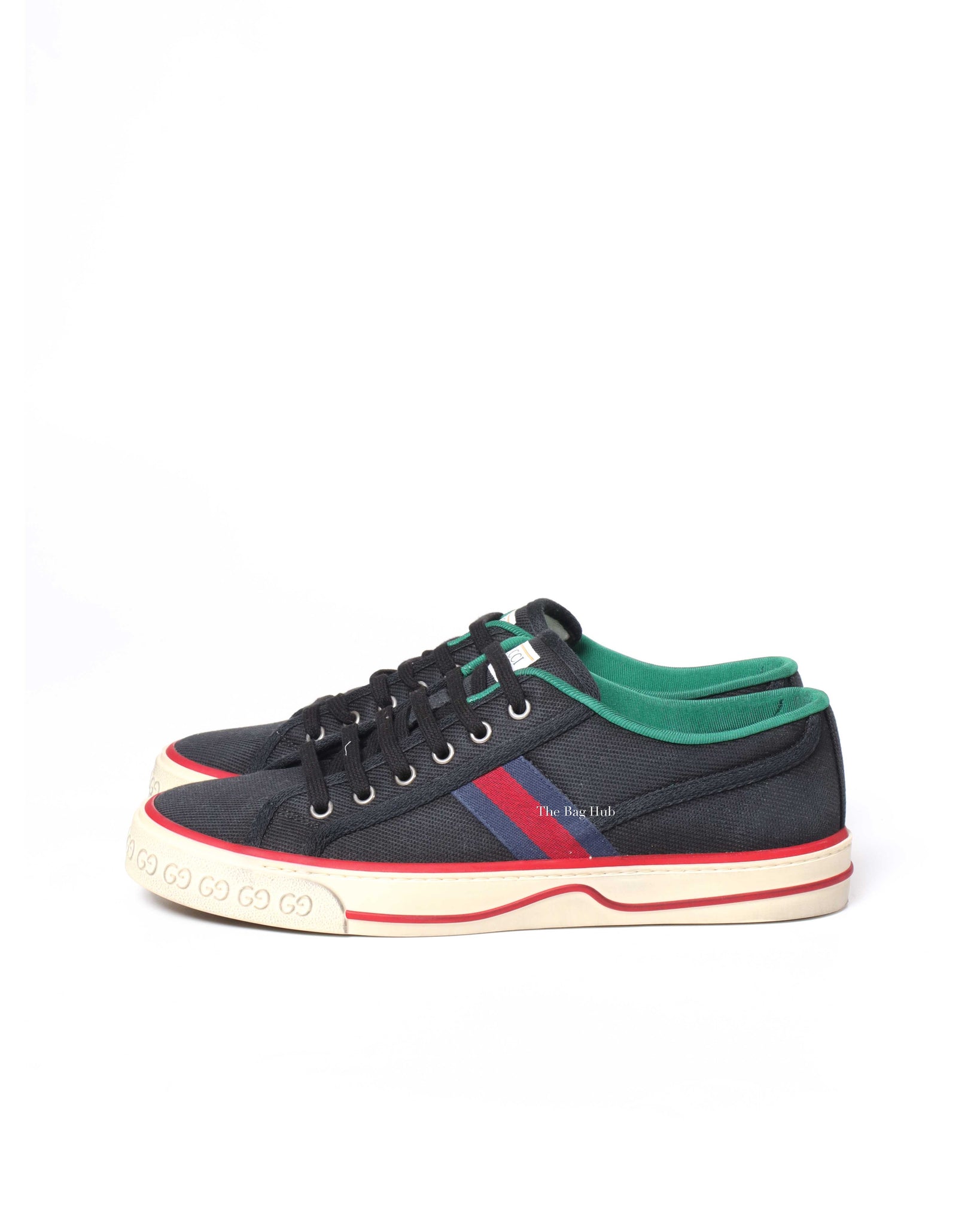 Gucci Black Web Canvas Men's Tennis Sneakers Size 38.5-5