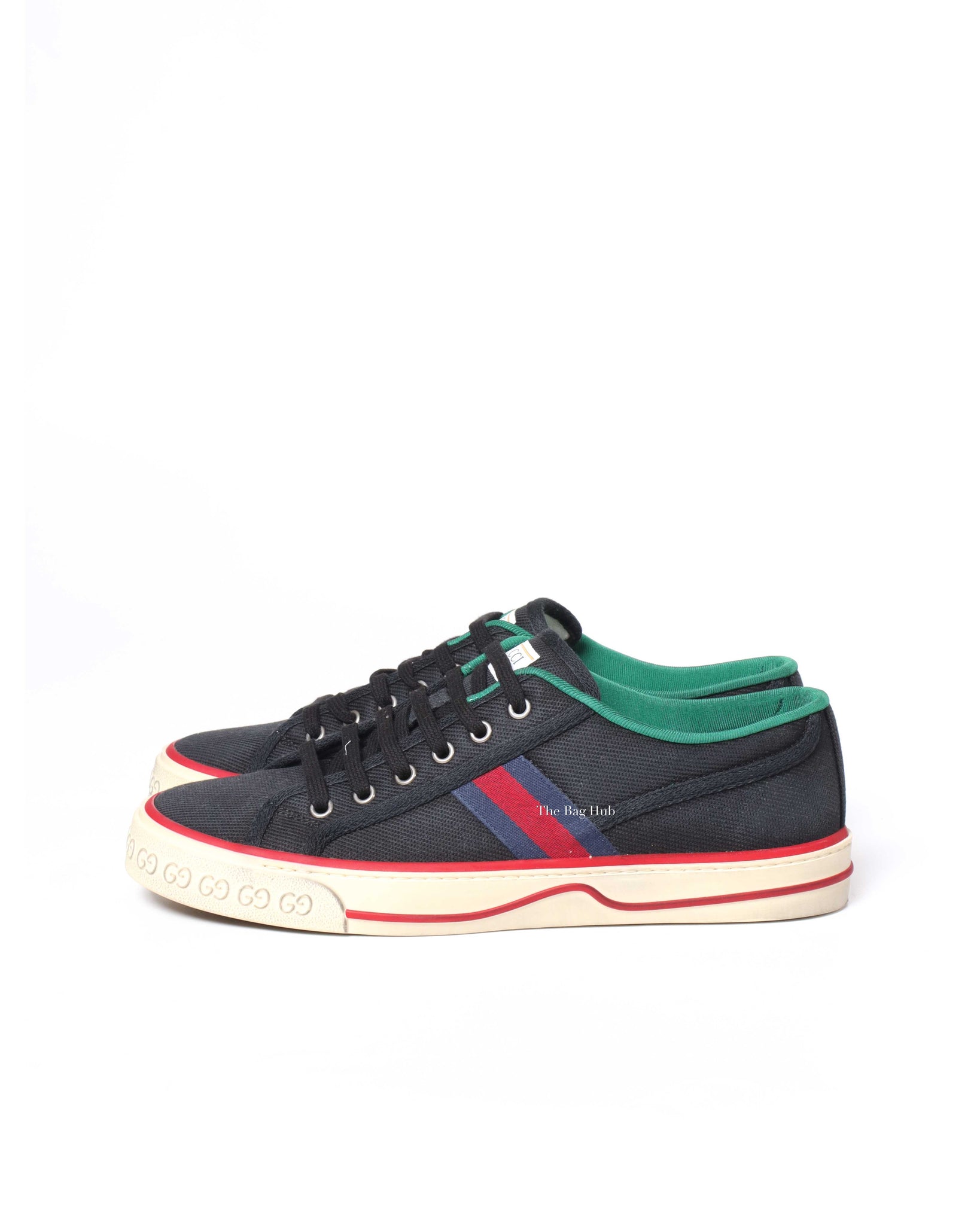 Gucci Black Web Canvas Men's Tennis Sneakers Size 38.5-5