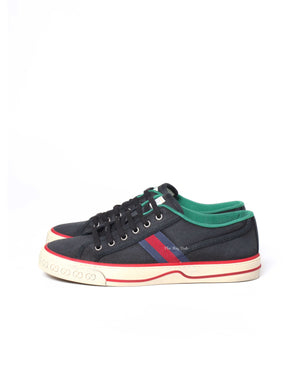 Gucci Black Web Canvas Men's Tennis Sneakers Size 38.5-5