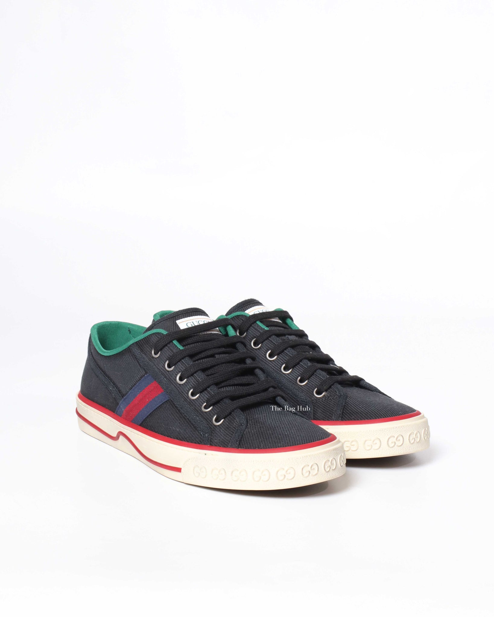 Gucci Black Web Canvas Men's Tennis Sneakers Size 38.5-2