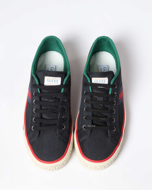 Gucci Black Web Canvas Men's Tennis Sneakers Size 38.5-8