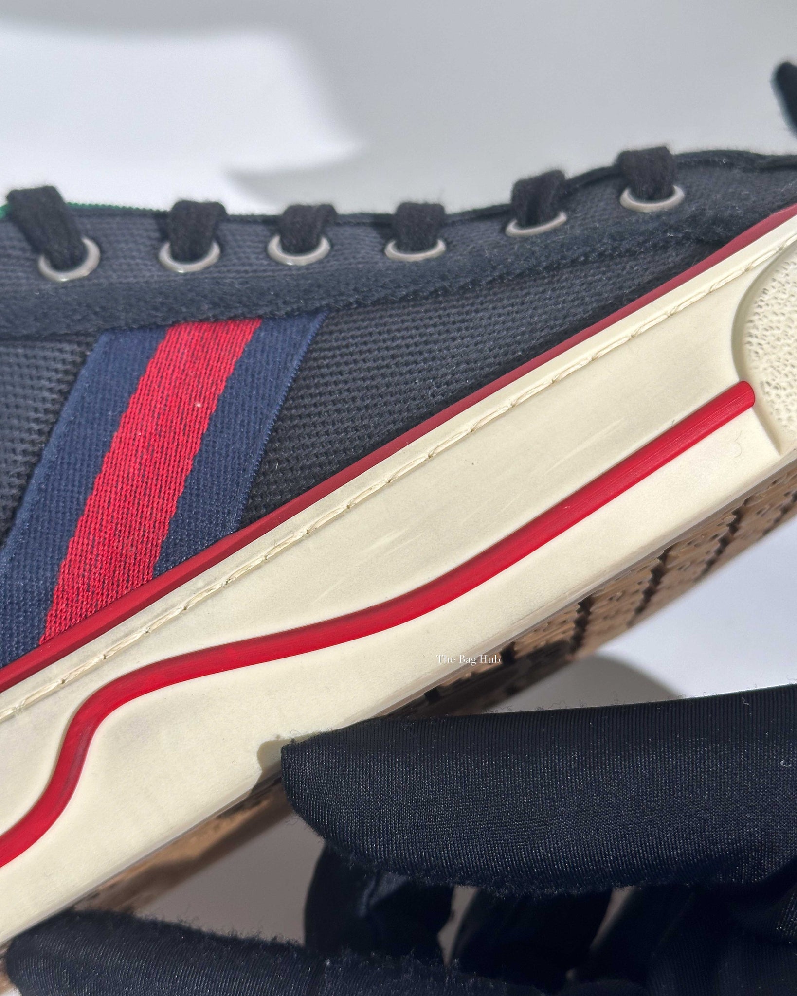 Gucci Black Web Canvas Men's Tennis Sneakers Size 38.5-10