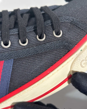 Gucci Black Web Canvas Men's Tennis Sneakers Size 38.5-12