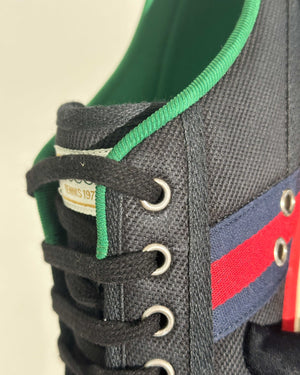 Gucci Black Web Canvas Men's Tennis Sneakers Size 38.5-14