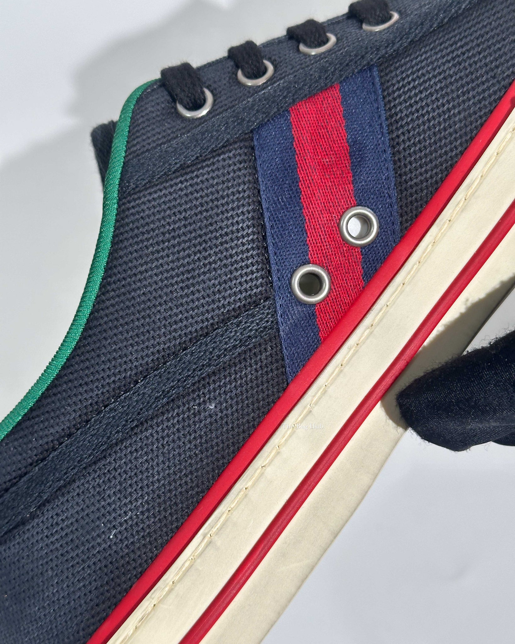 Gucci Black Web Canvas Men's Tennis Sneakers Size 38.5-16