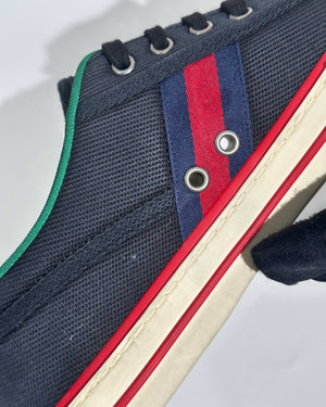 Gucci Black Web Canvas Men's Tennis Sneakers Size 38.5-16