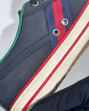 Gucci Black Web Canvas Men's Tennis Sneakers Size 38.5-17