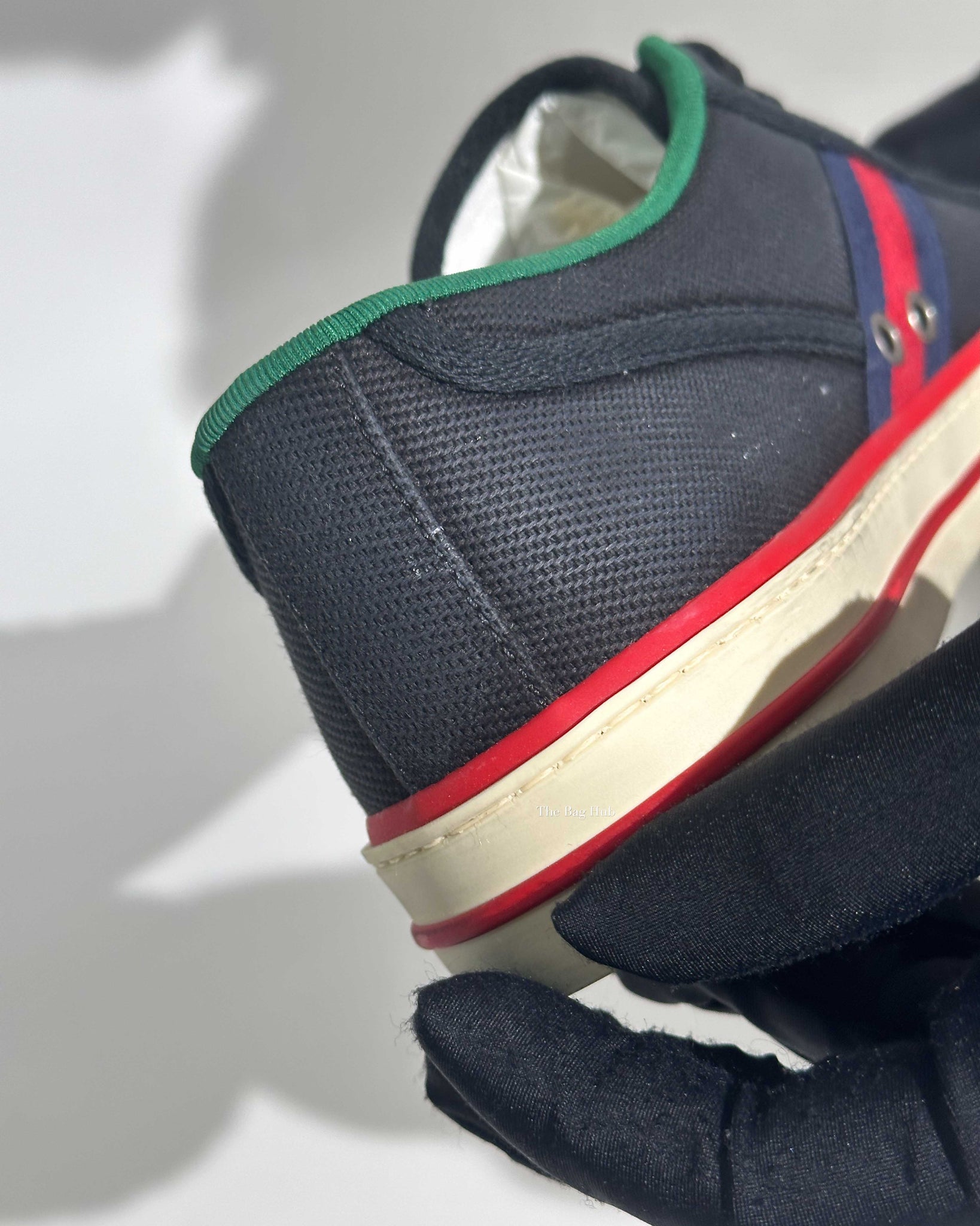 Gucci Black Web Canvas Men's Tennis Sneakers Size 38.5-18