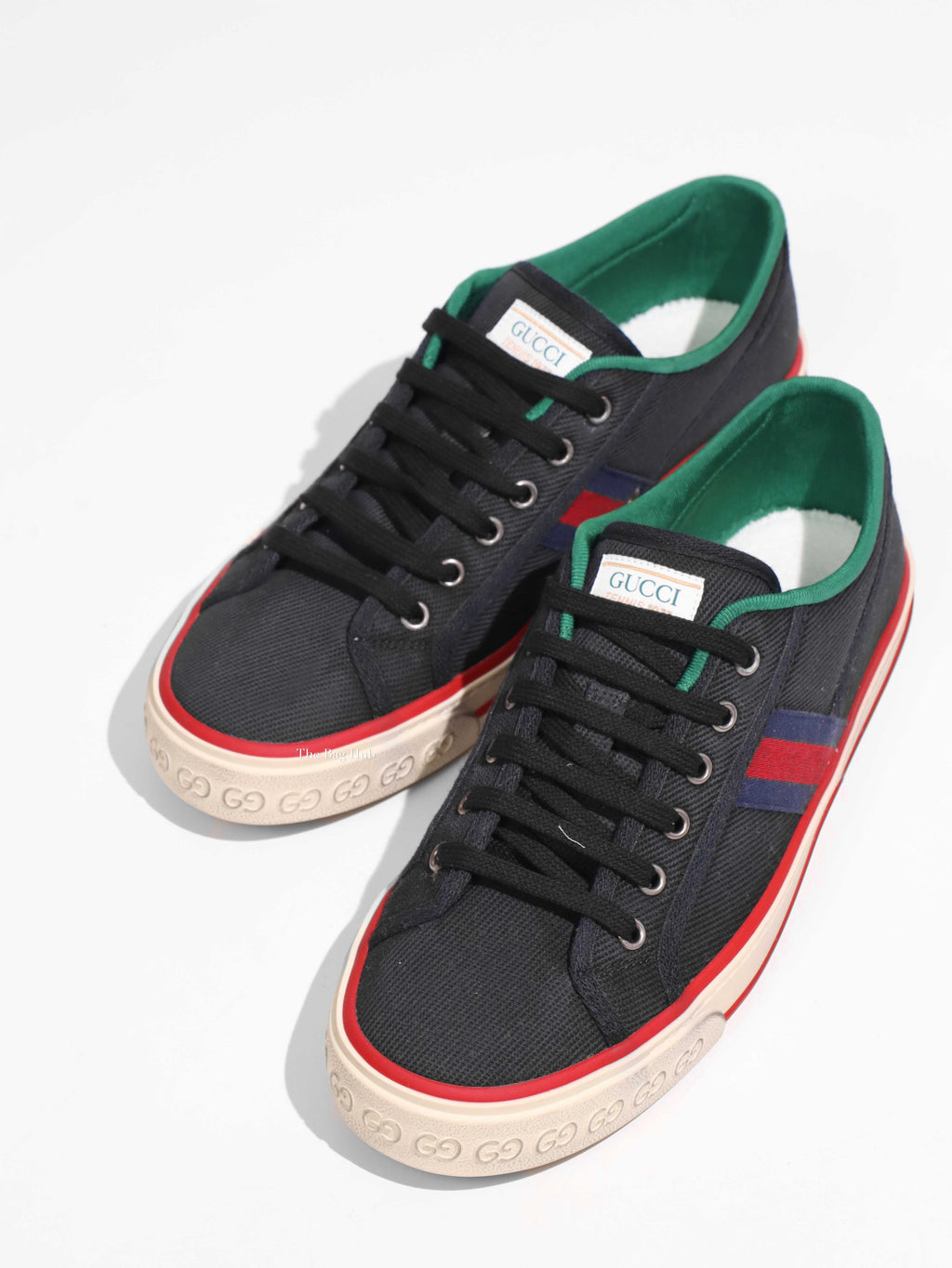 Gucci Black Web Canvas Men's Tennis Sneakers Size 38.5-1
