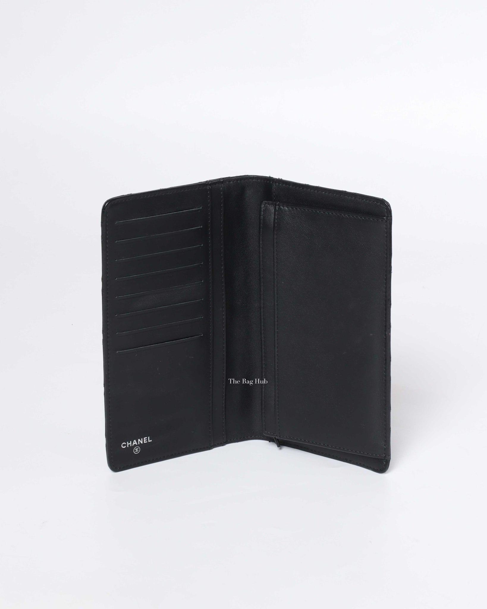 Chanel Black Surpique Leather Long Wallet-11
