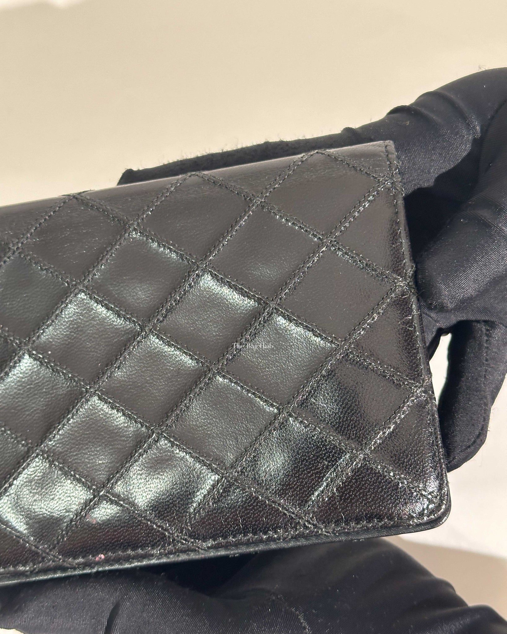Chanel Black Surpique Leather Long Wallet-16