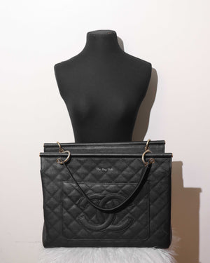 Chanel Black Leather CC Frame Tote GHW-12