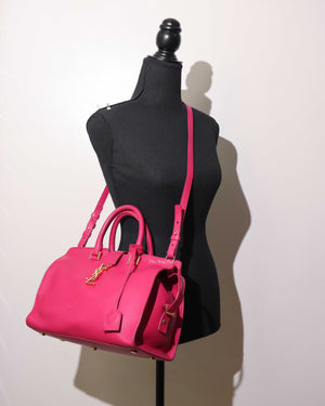 Saint Laurent Fuchsia Small Monogram Cabas Shoulder Bag-12