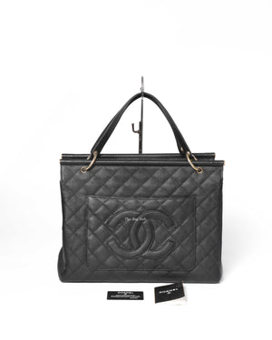 Chanel Black Leather CC Frame Tote GHW-13