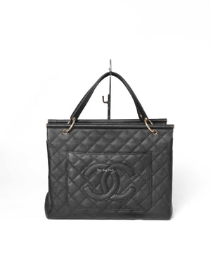 Chanel Black Leather CC Frame Tote GHW-2