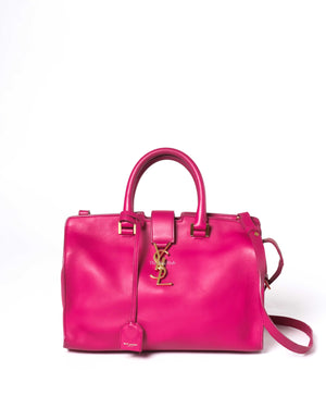 Saint Laurent Fuchsia Small Monogram Cabas Shoulder Bag-2