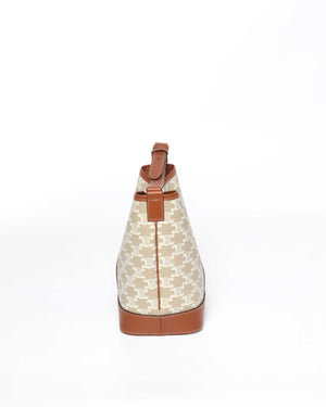 Celine White Canvas Triomphe Small Bucket Bag-4
