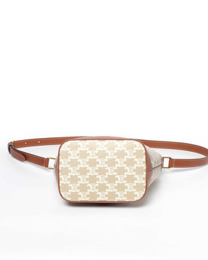 Celine White Canvas Triomphe Small Bucket Bag-6