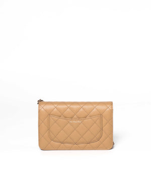 Chanel Beige Shiny Grained Calfskin Strass CC WOC-3