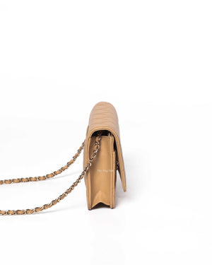 Chanel Beige Shiny Grained Calfskin Strass CC WOC-4