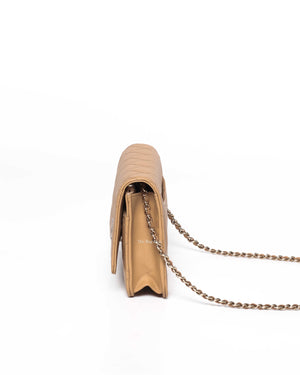 Chanel Beige Shiny Grained Calfskin Strass CC WOC-5