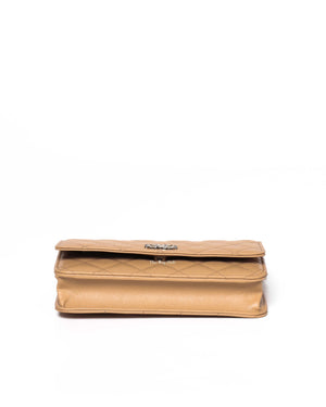 Chanel Beige Shiny Grained Calfskin Strass CC WOC-6