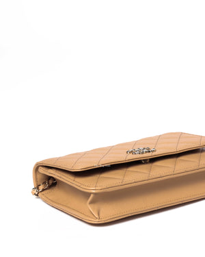 Chanel Beige Shiny Grained Calfskin Strass CC WOC-7