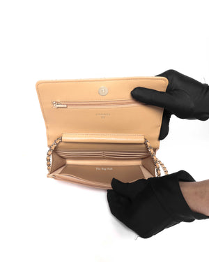 Chanel Beige Shiny Grained Calfskin Strass CC WOC-11