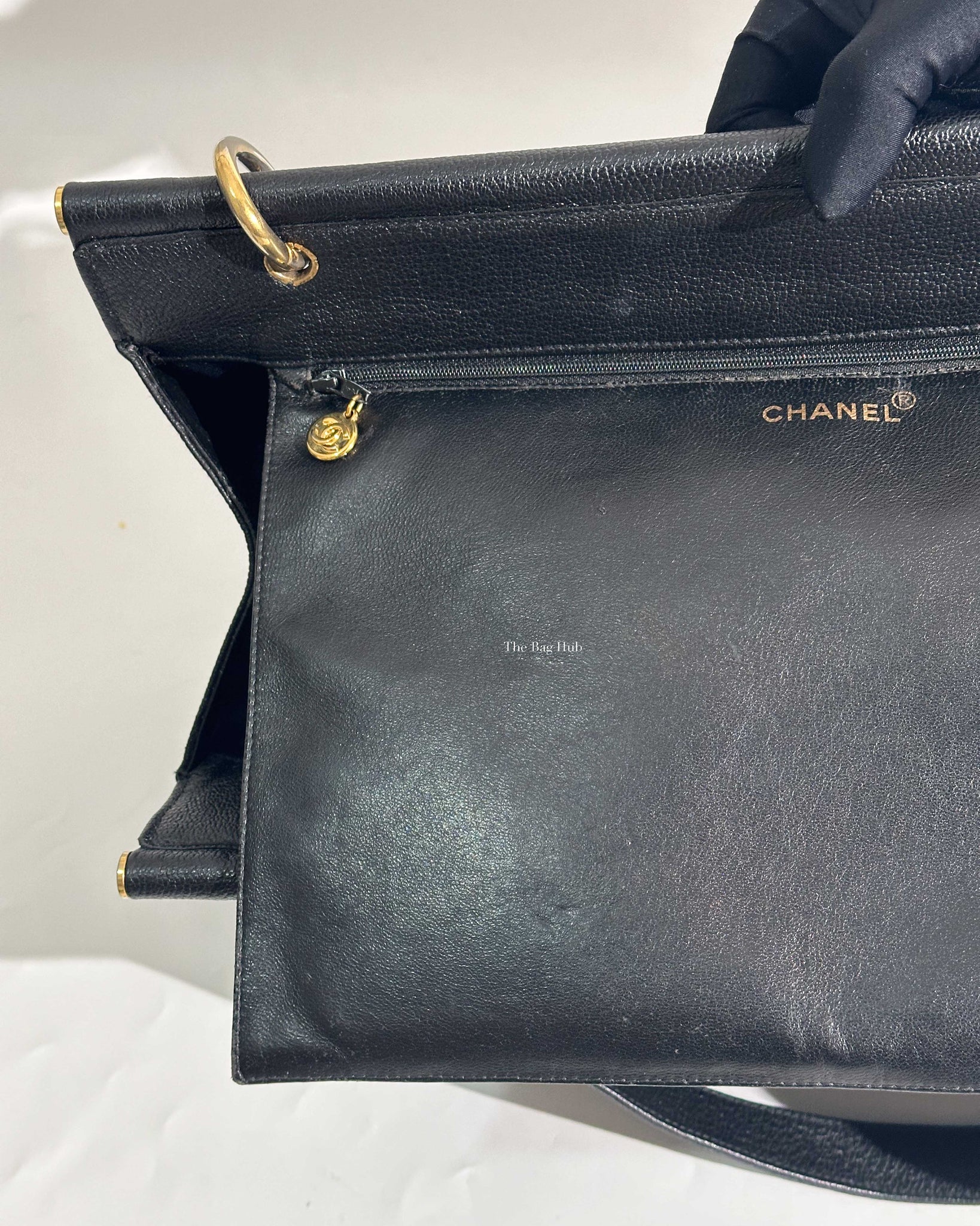 Chanel Black Leather CC Frame Tote GHW-24