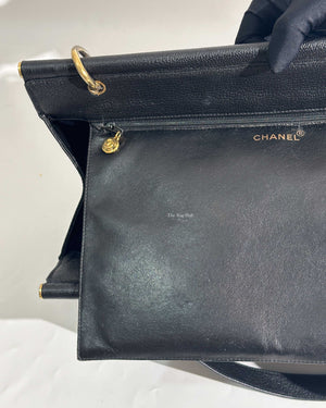 Chanel Black Leather CC Frame Tote GHW-24