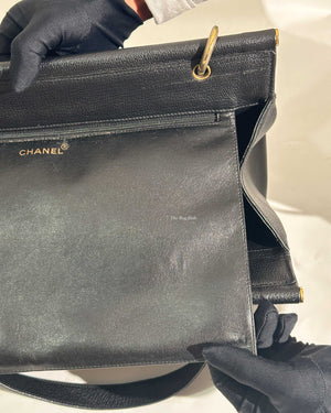 Chanel Black Leather CC Frame Tote GHW-25