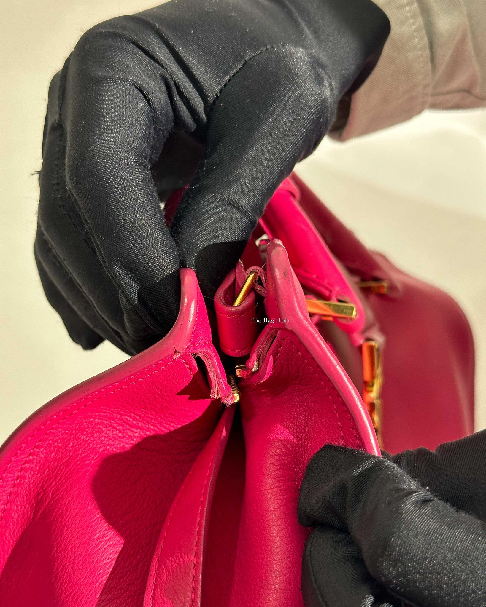 Saint Laurent Fuchsia Small Monogram Cabas Shoulder Bag-17