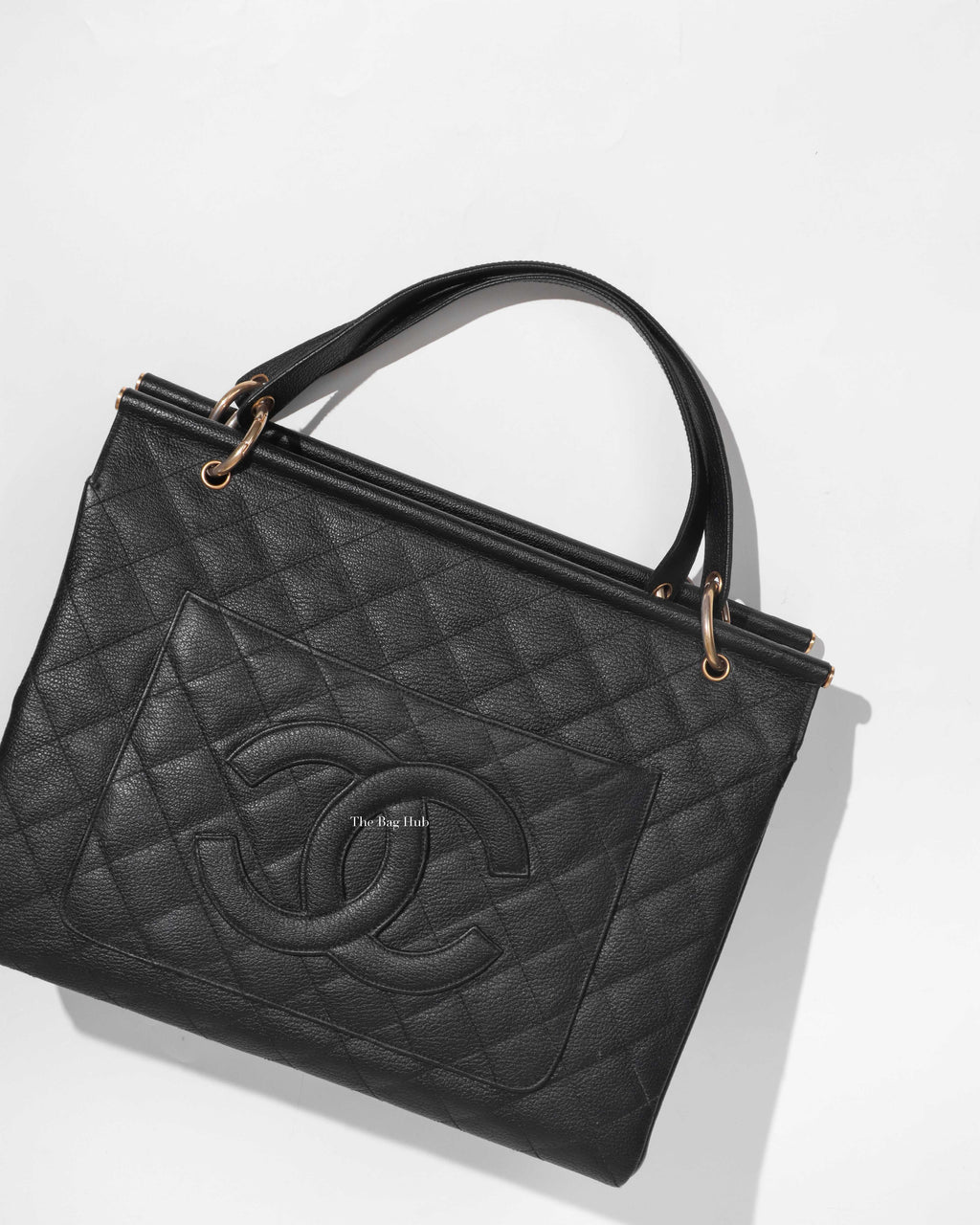 Chanel Black Leather CC Frame Tote GHW-1