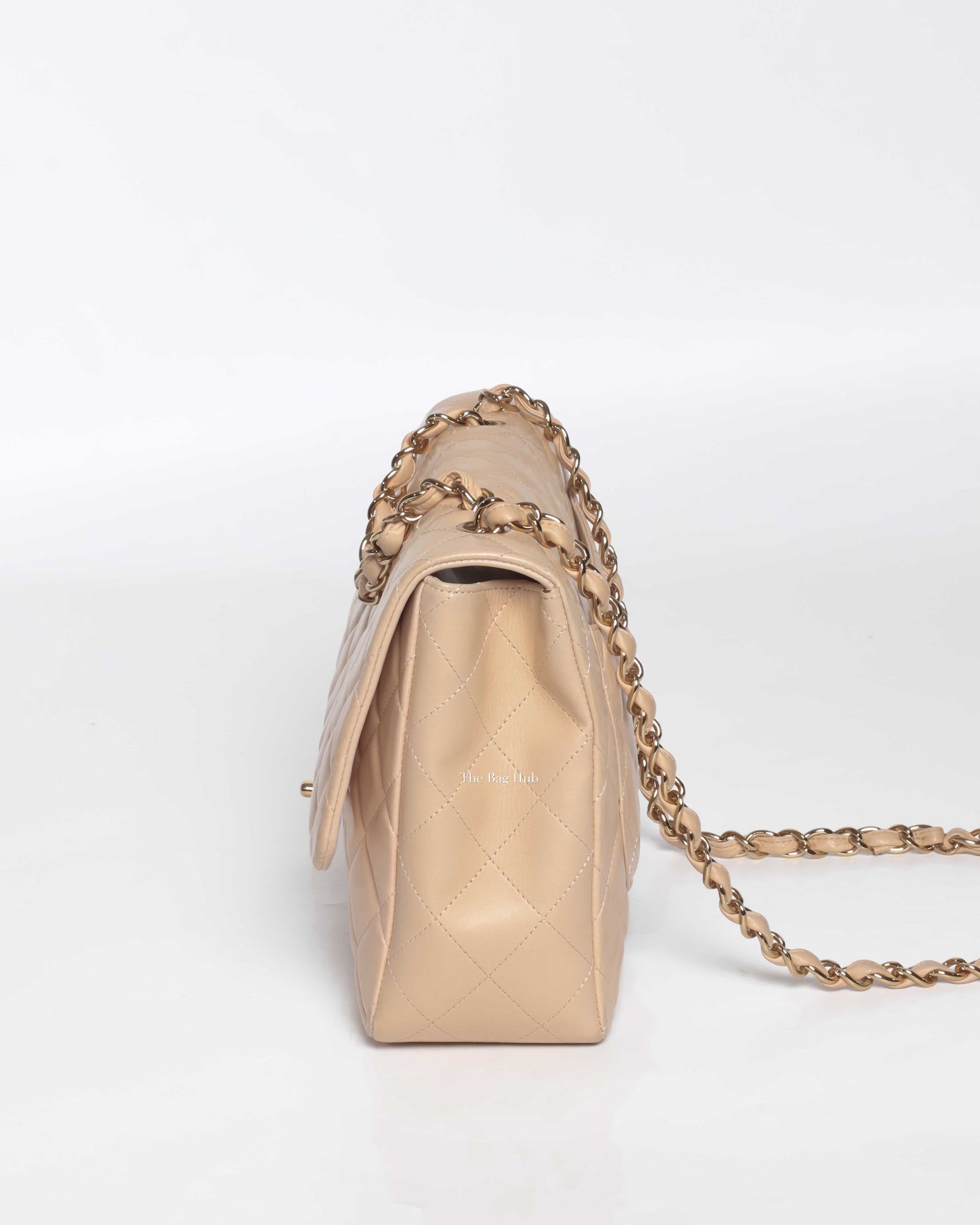 Chanel Beige Clair Lambskin Classic Jumbo Single Flap GHW-5