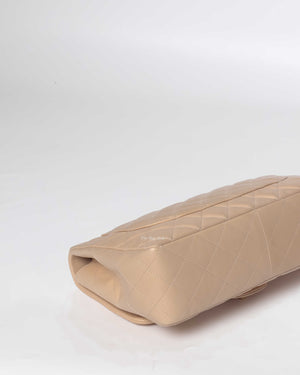Chanel Beige Clair Lambskin Classic Jumbo Single Flap GHW-9