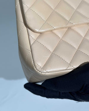 Chanel Beige Clair Lambskin Classic Jumbo Single Flap GHW-16