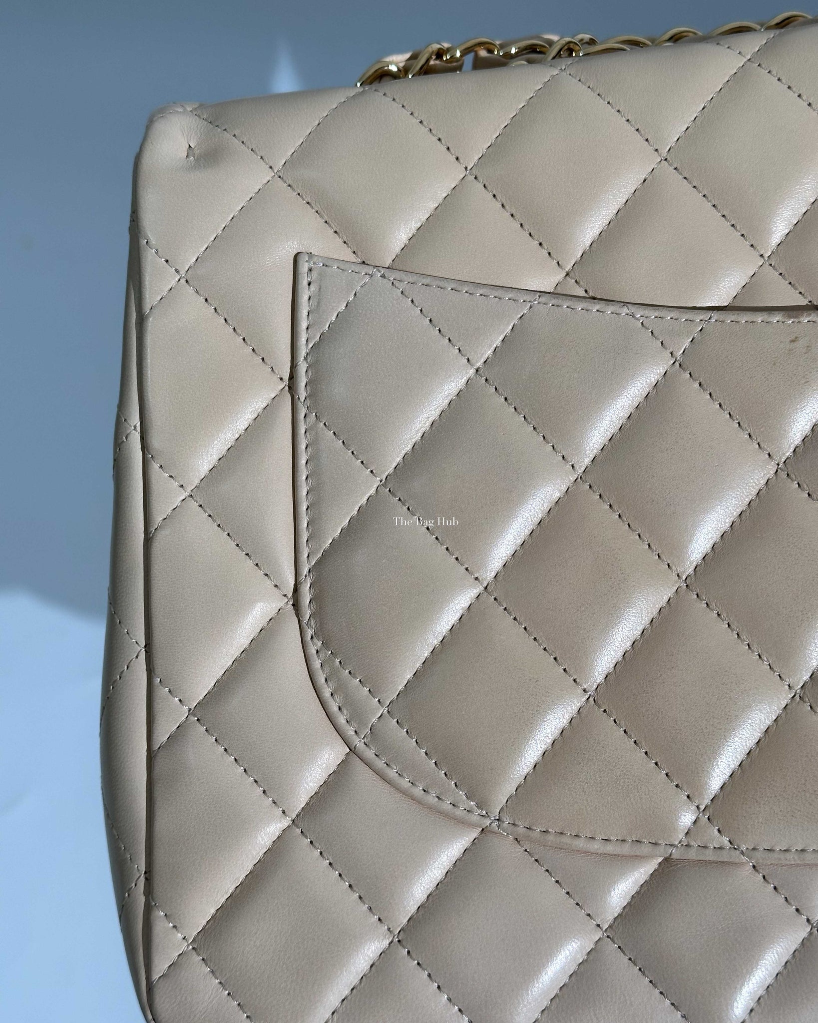 Chanel Beige Clair Lambskin Classic Jumbo Single Flap GHW-20