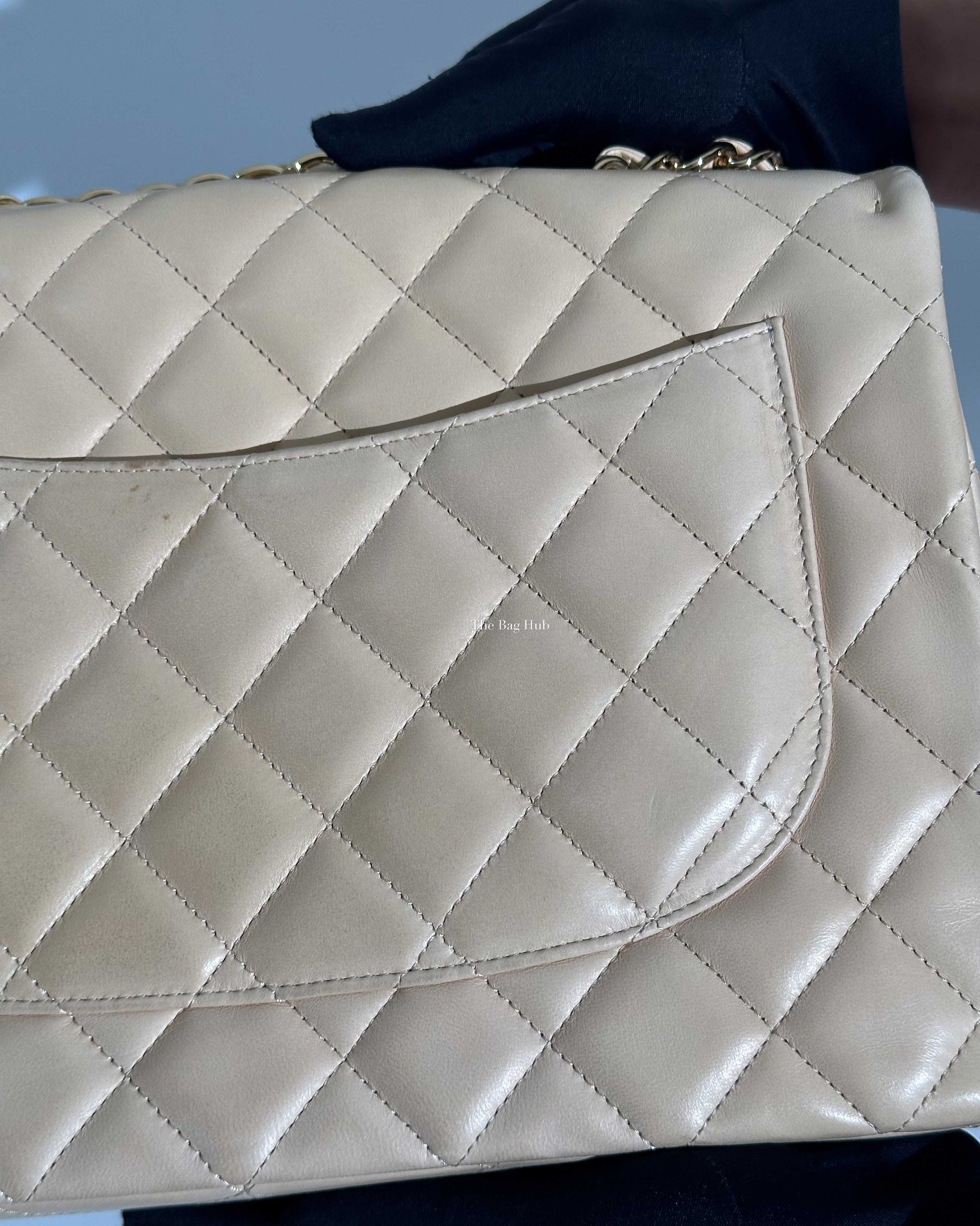 Chanel Beige Clair Lambskin Classic Jumbo Single Flap GHW-21