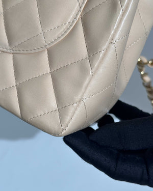 Chanel Beige Clair Lambskin Classic Jumbo Single Flap GHW-23