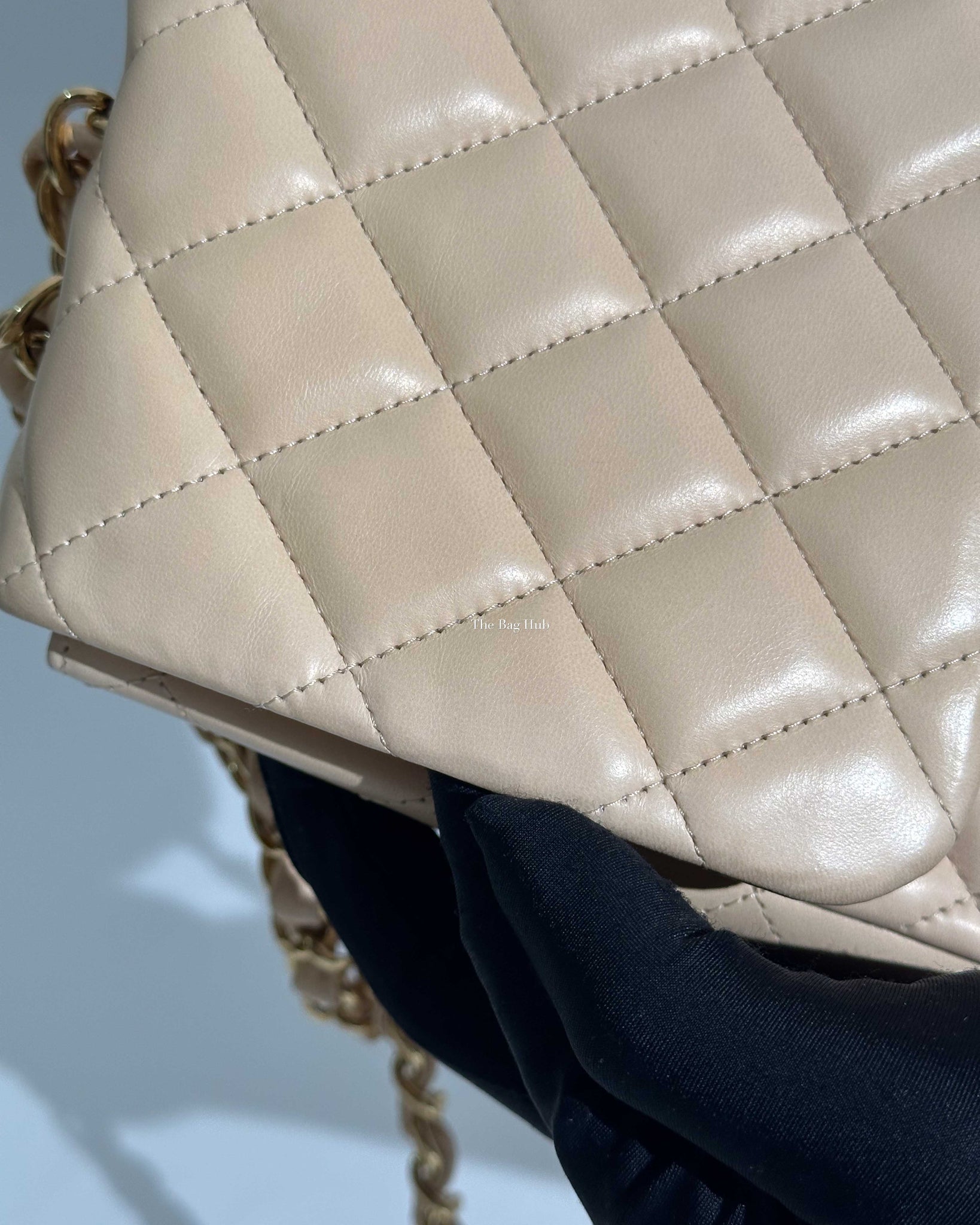 Chanel Beige Clair Lambskin Classic Jumbo Single Flap GHW-24